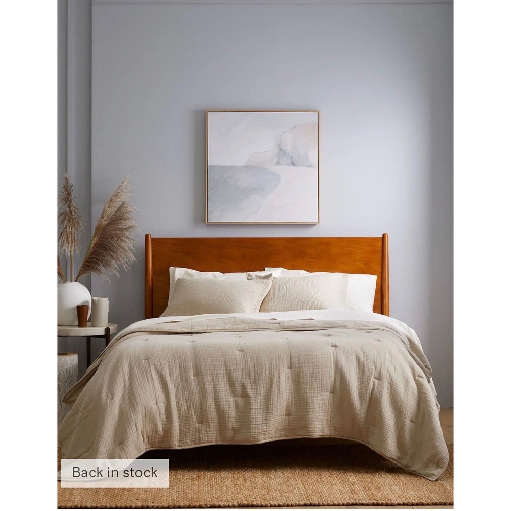 Airy Gauze Quilt King Undyed New With Imperfections Muslin Cotton Bedding cream